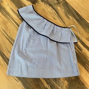 One shoulder nautical stripe J Crew Top